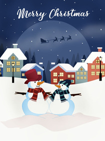 Merry Christmas Snowman Village