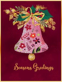 Festive Floral Bell Holiday Card