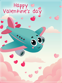 Happy Valentine's Day Airplane Card