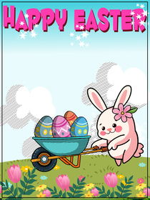 Happy Easter Bunny with Eggs Card