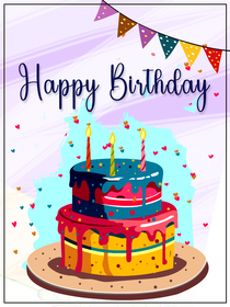Colorful Birthday Cake Greeting Card