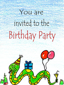 Colorful Snake Birthday Party Invitation