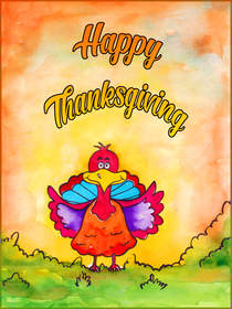 Happy Thanksgiving Colorful Turkey Card