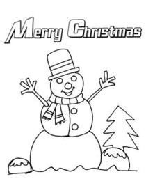 Merry Christmas Snowman Coloring Card