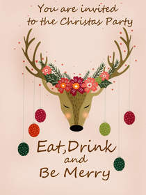 Christmas Party Reindeer Invitation