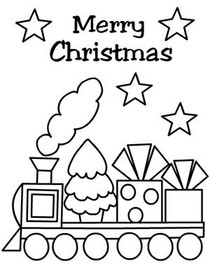 Merry Christmas Train Coloring Card