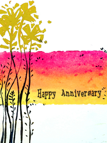 Happy Anniversary Watercolor Tree