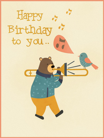 Happy Birthday Bear with Trumpet