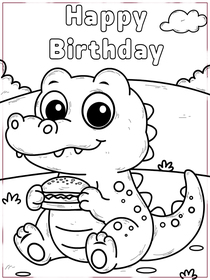 Happy Birthday Dinosaur Coloring Card