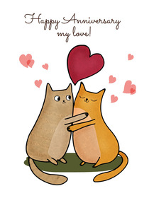 Happy Anniversary Cats Love Card