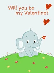 Cute Elephant Valentine's Day Card