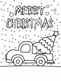 Merry Christmas Truck Coloring Card