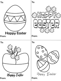 Happy Easter Coloring Cards Set