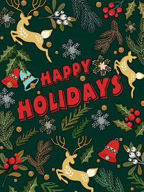 Happy Holidays Gold & Green