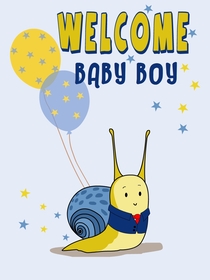 Welcome Baby Boy Snail Balloon Card