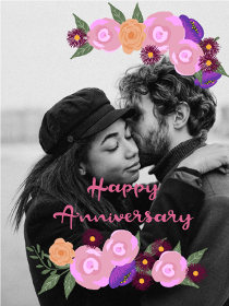 Happy Anniversary Floral Photo Card