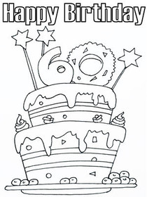 Stacked Birthday Cake Coloring Card