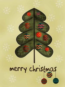 Festive Holly Leaf Christmas Tree Card