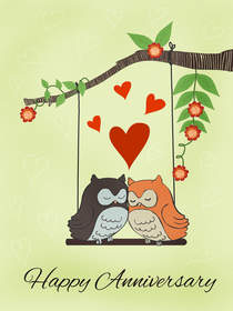 Owl Couple Happy Anniversary Card