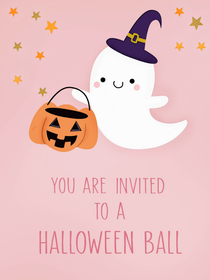 Cute Ghost Halloween Ball Invitation