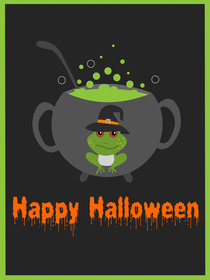 Witch's Cauldron Halloween Greeting Card