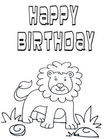 Happy Birthday Lion Coloring Card