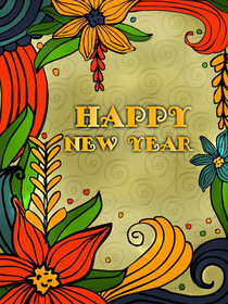 Colorful Floral Happy New Year