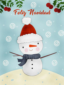 Feliz Navidad Snowman Christmas Card
