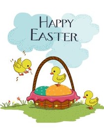 Happy Easter Chicks Basket Card