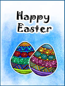 Happy Easter Decorated Eggs Card