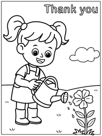Thank You Girl Watering Flower
