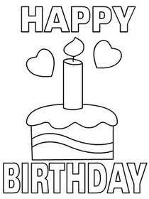 Happy Birthday Cake Coloring Card