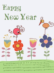 Happy New Year Floral Greeting Card