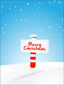 Merry Christmas Snowy Sign Post
