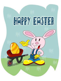 Happy Easter Bunny with Eggs