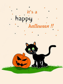 Happy Halloween Black Cat Card