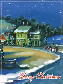 Vintage Christmas Train Station Scene