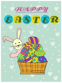 Happy Easter Bunny Basket Card