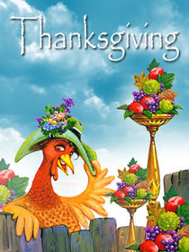 Thanksgiving Rooster with Flowers