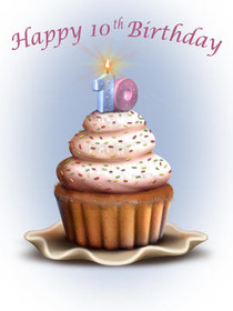 Happy 10th Birthday Cupcake Card