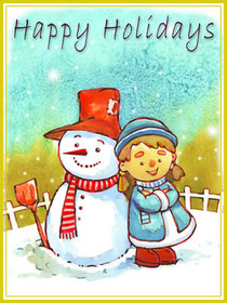 Happy Holidays Snowman Greeting Card