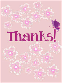 Pink Floral Thanks Greeting Card
