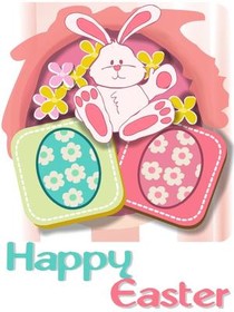 Happy Easter Bunny with Eggs