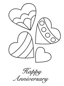 Happy Anniversary Hearts Coloring Card