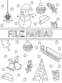 Feliz Navidad Christmas Coloring Card
