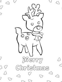 Merry Christmas Reindeer Coloring Card