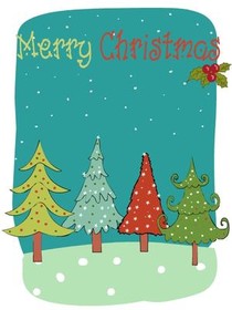 Colorful Christmas Trees Holiday Card