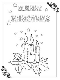 Merry Christmas Candles Coloring Card