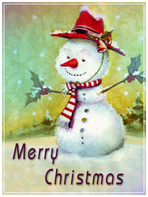 Cheerful Snowman Christmas Card