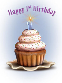 Happy 1st Birthday Cupcake Card